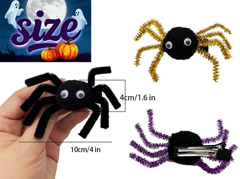 YTAONS Spider Hair Clips for Women Girls, Spring Spider Barrettes Hairpins Halloween Hair Accessories 4pcs (Purple) - Image 2